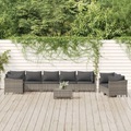vidaXL, vidaXL 9-tlg. Garten-Lounge-Set mit Kissen Grau Poly Rattan