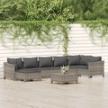 vidaXL, vidaXL 8-tlg. Garten-Lounge-Set mit Kissen Grau Poly Rattan