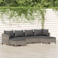 vidaXL, vidaXL 6-tlg. Garten-Lounge-Set mit Kissen Grau Poly Rattan