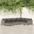 vidaXL, vidaXL 7-tlg. Garten-Lounge-Set mit Kissen Grau Poly Rattan