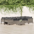 vidaXL, vidaXL 8-tlg. Garten-Lounge-Set mit Kissen Grau Poly Rattan