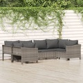 vidaXL, vidaXL 6-tlg. Garten-Lounge-Set mit Kissen Grau Poly Rattan