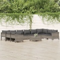 vidaXL, vidaXL 11-tlg. Garten-Lounge-Set mit Kissen Grau Poly Rattan