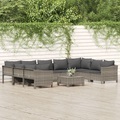 vidaXL, vidaXL 10-tlg. Garten-Lounge-Set mit Kissen Grau Poly Rattan