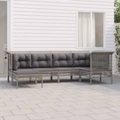 vidaXL, vidaXL 6-tlg. Garten-Lounge-Set mit Kissen Grau Poly Rattan
