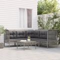 vidaXL, vidaXL 6-tlg. Garten-Lounge-Set mit Kissen Grau Poly Rattan