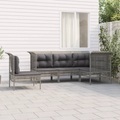 vidaXL, vidaXL 5-tlg. Garten-Lounge-Set mit Kissen Grau Poly Rattan