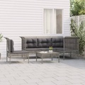 vidaXL, vidaXL 6-tlg. Garten-Lounge-Set mit Kissen Grau Poly Rattan