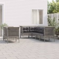 vidaXL, vidaXL 7-tlg. Garten-Lounge-Set mit Kissen Grau Poly Rattan