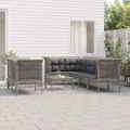 vidaXL, vidaXL 8-tlg. Garten-Lounge-Set mit Kissen Grau Poly Rattan