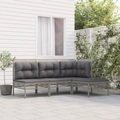 vidaXL, vidaXL 4-tlg. Garten-Lounge-Set mit Kissen Grau Poly Rattan