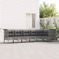 vidaXL, vidaXL 6-tlg. Garten-Lounge-Set mit Kissen Grau Poly Rattan