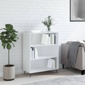 vidaXL, vidaXL Bücherregal Hochglanz-Weiß 69,5x32,5x90 cm Holzwerkstoff