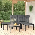 vidaXL, vidaXL 5-tlg. Garten-Lounge-Set Schwarz und Grau Poly Rattan