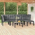 vidaXL, vidaXL 6-tlg. Garten-Lounge-Set Schwarz und Grau Poly Rattan