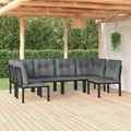 vidaXL, vidaXL 6-tlg. Garten-Lounge-Set Schwarz und Grau Poly Rattan
