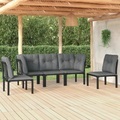 vidaXL, vidaXL 5-tlg. Garten-Lounge-Set Schwarz und Grau Poly Rattan
