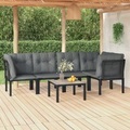 vidaXL, vidaXL 6-tlg. Garten-Lounge-Set Schwarz und Grau Poly Rattan