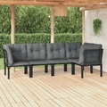 vidaXL, vidaXL 5-tlg. Garten-Lounge-Set Schwarz und Grau Poly Rattan