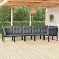 vidaXL, vidaXL 6-tlg. Garten-Lounge-Set Schwarz und Grau Poly Rattan