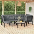 vidaXL, vidaXL 7-tlg. Garten-Lounge-Set Schwarz und Grau Poly Rattan