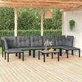 vidaXL, vidaXL 8-tlg. Garten-Lounge-Set Schwarz und Grau Poly Rattan