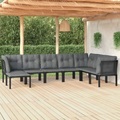 vidaXL, vidaXL 7-tlg. Garten-Lounge-Set Schwarz und Grau Poly Rattan