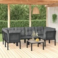 vidaXL, vidaXL 7-tlg. Garten-Lounge-Set Schwarz und Grau Poly Rattan