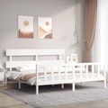 vidaXL, vidaXL Massivholzbett mit Kopfteil Weiß 200x200 cm