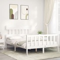 vidaXL, vidaXL Massivholzbett mit Kopfteil Weiß 140x190 cm