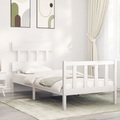 vidaXL, vidaXL Massivholzbett mit Kopfteil Weiß 90x200 cm