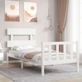 vidaXL, vidaXL Massivholzbett mit Kopfteil Weiß 100x200 cm