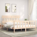 vidaXL, vidaXL Massivholzbett mit Kopfteil 5FT King Size