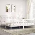 vidaXL, vidaXL Massivholzbett mit Kopfteil Weiß 6FT Super King
