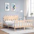 vidaXL, vidaXL Massivholzbett mit Kopfteil 5FT King Size