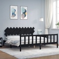 vidaXL, vidaXL Massivholzbett mit Kopfteil Schwarz 200x200 cm