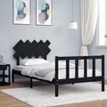 vidaXL, vidaXL Massivholzbett mit Kopfteil Schwarz 100x200 cm