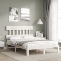 vidaXL, vidaXL Massivholzbett mit Kopfteil Weiß 140x190 cm