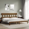 vidaXL, vidaXL Massivholzbett mit Kopfteil Honigbraun 200x200 cm