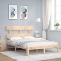 vidaXL, vidaXL Massivholzbett mit Kopfteil 140x200 cm