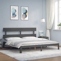 vidaXL, vidaXL Massivholzbett mit Kopfteil Grau 200x200 cm