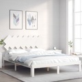 vidaXL, vidaXL Massivholzbett mit Kopfteil Weiß 140x190 cm
