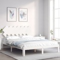 vidaXL, vidaXL Massivholzbett mit Kopfteil Weiß 140x200 cm