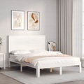 vidaXL, vidaXL Massivholzbett mit Kopfteil Weiß 4FT6 Double