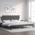 vidaXL, vidaXL Massivholzbett mit Kopfteil Grau 200x200 cm