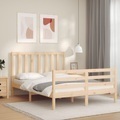 vidaXL, vidaXL Massivholzbett mit Kopfteil 140x200 cm