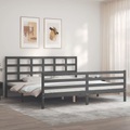 vidaXL, vidaXL Massivholzbett mit Kopfteil Grau 200x200 cm