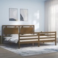vidaXL, vidaXL Massivholzbett mit Kopfteil Honigbraun 200x200 cm