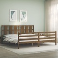 vidaXL, vidaXL Massivholzbett mit Kopfteil Honigbraun 200x200 cm