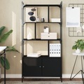 vidaXL, vidaXL Bücherregal mit Türen Schwarz 76,5x30x154,5 cm Holzwerkstoff